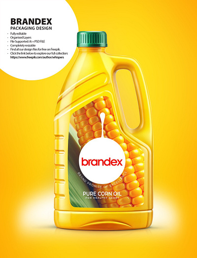 Brandex Pure Corn Oil - Premium Quality Packaging Design (EPS) illustrator file