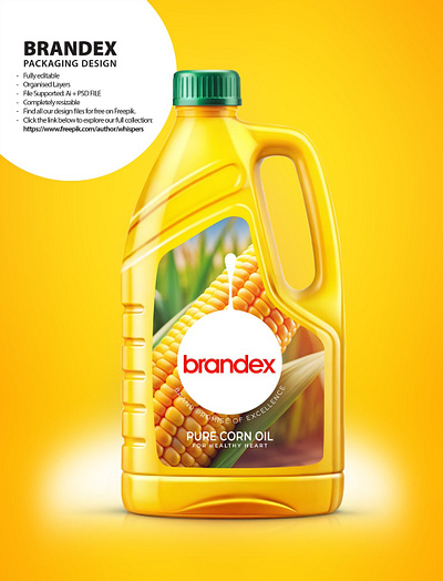 Brandex Pure Corn Oil - Premium Quality Packaging Design (EPS) illustrator file