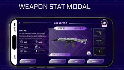 Weapon Stat Modal design figma ui ui design user experience ux ux design visual design