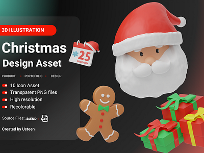 Spread Christmas Cheer with Our 3D Icon Set 3d 3d assets 3d icon 3d illustration 3dmodel asset bundle blender christmas icons christmas theme christmas tree design design resource graphic design greeting card design holiday icons icon pack icons illustration ui xmas