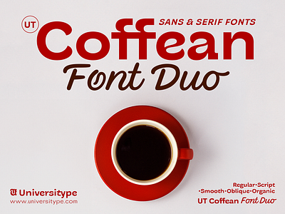 UT Coffean Font Duo - Sans & Serif Fonts branding coffee font design font font duo graphic design logo sans serif script script font type type design typeface typography ut coffeean