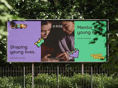 Brand identity for a youth mentoring program. RISE. brand branding children colourful fun kids logo mentor mentoring playful stickers youth