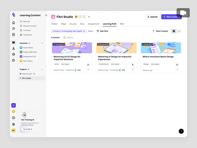 Trenning - Creating a Learning Path in a SaaS LMS animation course education education platform knowledge base learning management system learning path learning platform lms product design saas saas design staff training student team training training ui ux web design wiki