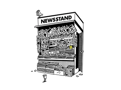 Newsstand Illustration city art city scape coffee cup creative design editorial illustration fun graphic design illustration illustration people illustrator magazine art new york art newspaper newssatnd nyc people story telling whimsy witty