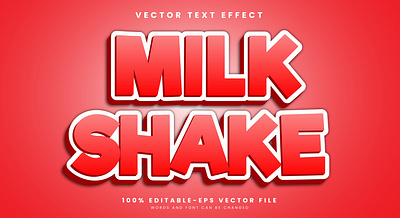 Milk Shake 3d editable text style Template delicious