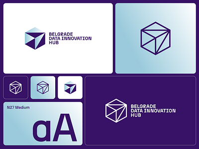 Belgrade Data Innovation Hub arrow brand identity branding cube data innovation logo progress