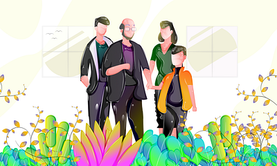 Fam👨‍👩‍👧 black bond child clean doodle family garden grandfather grandparent graphic design hue illustration memory mentalhealth noir space summer vector yellow