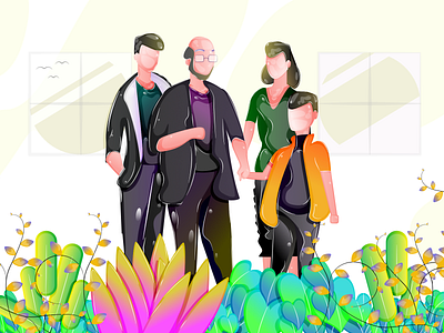 Fam👨‍👩‍👧 black bond child clean doodle family garden grandfather grandparent graphic design hue illustration memory mentalhealth noir space summer vector yellow