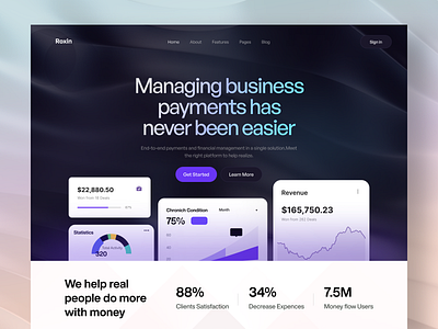 ROXIN - SAAS Landingpage UI 💎 ai design fintech hero homepage landing page minimal payment paymentgateway saas ui uiux user interface webdesign website