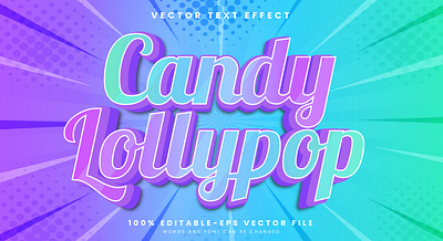 Candy Lollipop 3d editable text style Template delicious