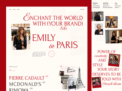 Marketing agency page - Emily in Paris agency concept design emilyinparis flat fonts landing page marketing red series typography ui webdesign