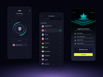 Safe VPN | Mobile App Design app appdesign mobile mobileapp safe secure security vpn vpnapp