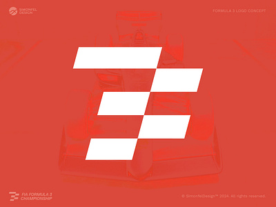 Formula 3 Logo Concept abstract car checkered flag f3 flat formula 1 formula 2 formula 3 formula one geometric logomark minimal minimalistic modern open wheel race racecar racing racing logo white space