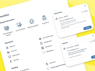 Amenities amenities apartment booking listing ux website
