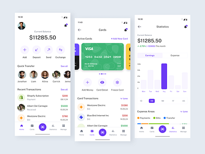 Fintech Wallet App. app design cards chart credit cards crypto e wallet finance fintech fintech app home mobile design mobile ui ux statistics transactions ui ux ui ux design wallet wallet app