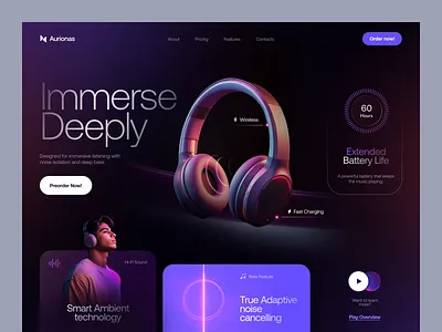 Landing Page for Electronics Brand ✦ Aurionas landing landing design landing page landing page design landing ui landing ux