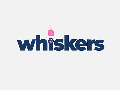 Whiskers animal branding cat logo paw pet whiskers word wordmark