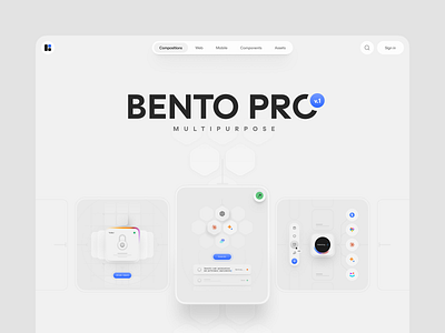 ⚡Bento Pro bento bento pro branding clean design illustration minimal ui ui design ui8 ux ux design web design