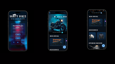 Vanity Bikes - A mobile design for a bike app animation branding graphic design ui