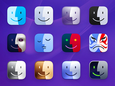 Finders Keepers, Vol. 2 app cute finder frenzic glass glossy gold icon icons illustration ios kabuki macos mask opera os x phantom picasso retro silver