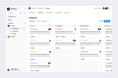 Kanban Board View application clean dashboard kanban kanban board kanban card product design saas saas app saas application saas dashboard task ui web app white