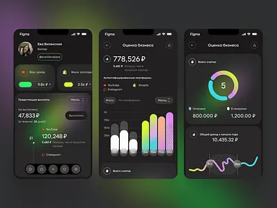 Blogger Finance App app blackdesign bloggerapp designapp figma ui вesignapp