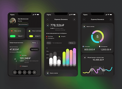 Blogger Finance App app blackdesign bloggerapp designapp figma ui вesignapp