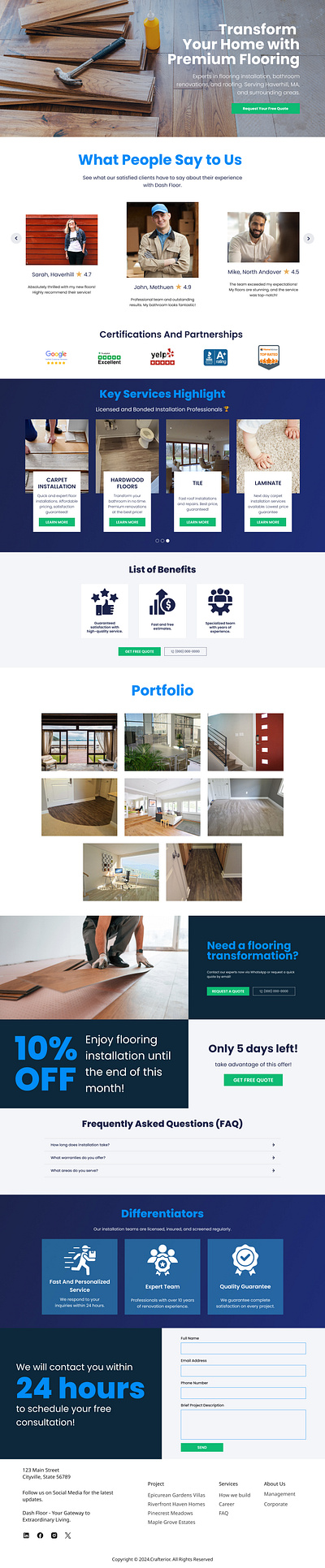 Landing Page - Transform Your Home construction design figma floors graphic design landing page product ui ux website