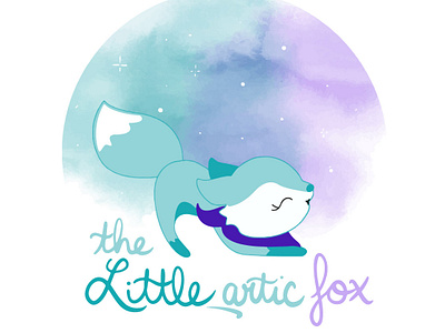 The little artic fox 2d artic aurora borealis branding candle fox illustration logo vector