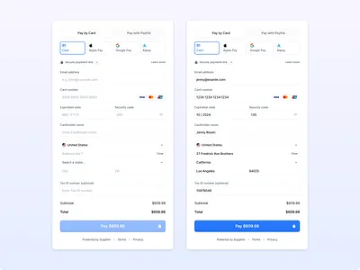 Payment Methods [Filled vs. Empty State] bank details card checkout customize payment form digital payment options empty state filled online payment forms online payment methods payment payment design payment form payment form template payment forms payment methods payment options payment page payment systems paypal peyments