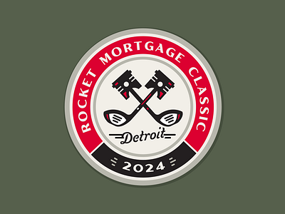 Rocket Mortgage Classic Patch Logo automotive branding circular engine event garage golf hat identity illustration lettering logo logo design logos patch pga piston pistons retro sporrts