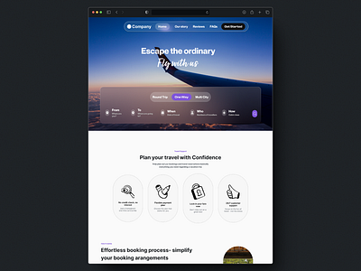 Flight booking landing page appdesigns apps booking branding design flight flightbooking graphic design illustration logo plane travel trips ui ux vector