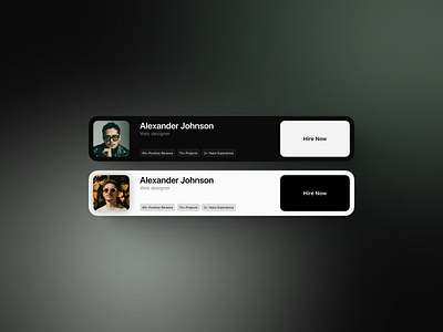 Profile card ui design. Dark mode and Light mode. clean dark graphic design minimalist ui webdesign