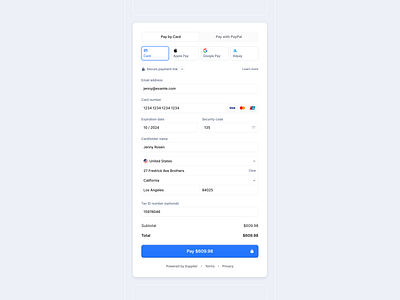 Payment Form Checkout apple pay bank details button card details checkout ecommercedesign field labels form google pay input input field input group inputs payment payment form payment form layout payment methods secure payment link security tax id