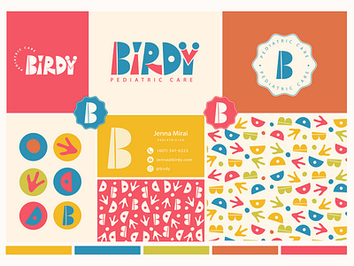 Birdy Pediatric brand brandboard branding brandpattern carebranding carelogo childrenbrand colorbrand colorful healthlogo kidsbrand kidslogo logodesign logosuite pediatric pediatricbrand playfulbrand