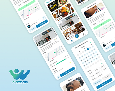 Appointment Booking App - Woezor appointment appointment booking booking design minimal mobile app schedule ui uiux