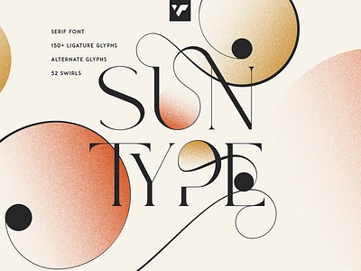 Sun Type Creative logo font. Free Font alternatives artistic brand collection creative design font glyphg lettering ligature logo luxury multilingual serif swashes typography versatile