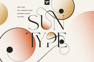 Sun Type Creative logo font. Free Font alternatives artistic brand collection creative design font glyphg lettering ligature logo luxury multilingual serif swashes typography versatile