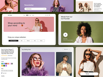 Fashion Landing Page Blocks application branding design e commerce fashio graphic design header hero illustration illustrations landing page logo minimal model online store trendy ui web web app website