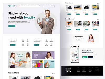 Swapify: Trade Your Goods Easily clean concept design dipak dipakuiux ecommerce exchange landing page marketplace uiux ux webdesign website website design