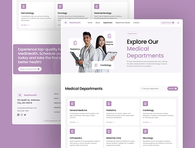 Medihealth – Medical Website UI Figma Template dapartement details dapartement page digital health figma template healthcare design healthcare ui hospital departement medical services medical template medical website medihealth patient care patient info transparent healthcare ui inspirations ui showcase ui trends ux design