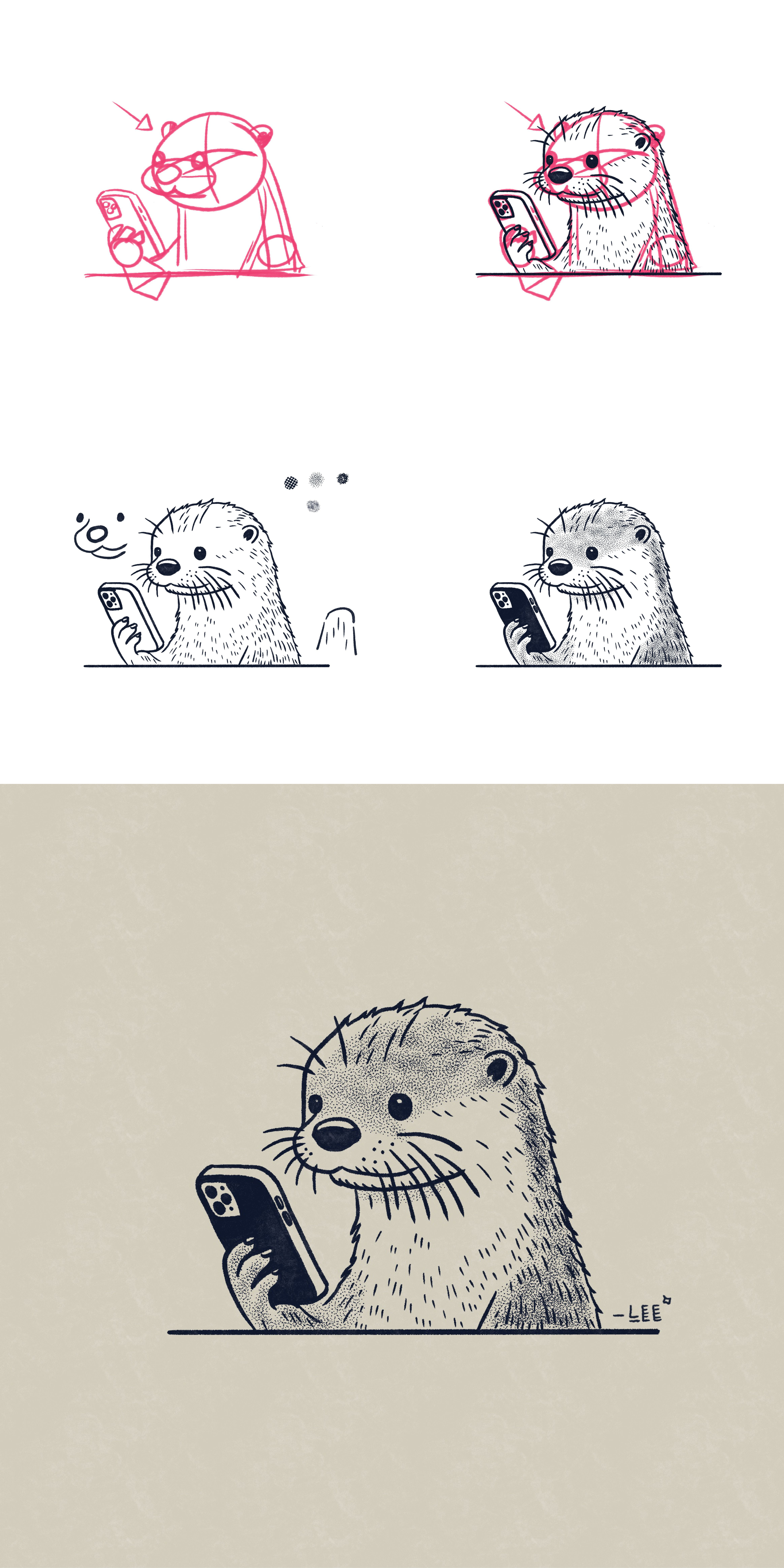 Character design: Online Otter animal brushes character design concept art illustration procreate vintage
