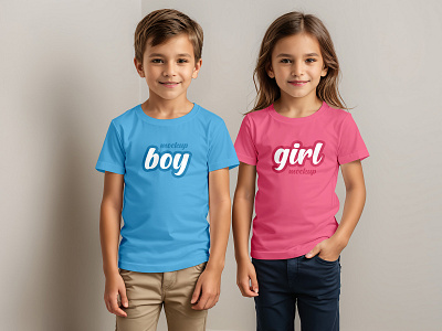 Kids T-Shirt apparel boy casual child children clothes clothing crew neck dressed free freebie girl kids merch mockup print t shirt tee