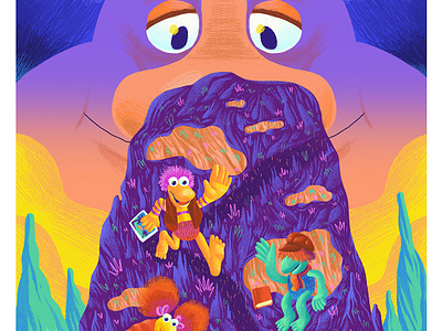 Down at Fraggle Rock - Puppet Pals art direction art show bright color colour drawing exhibition fragile rock fun graphic illustration jim henson pastel pencil photoshop retro shading television texture vivid