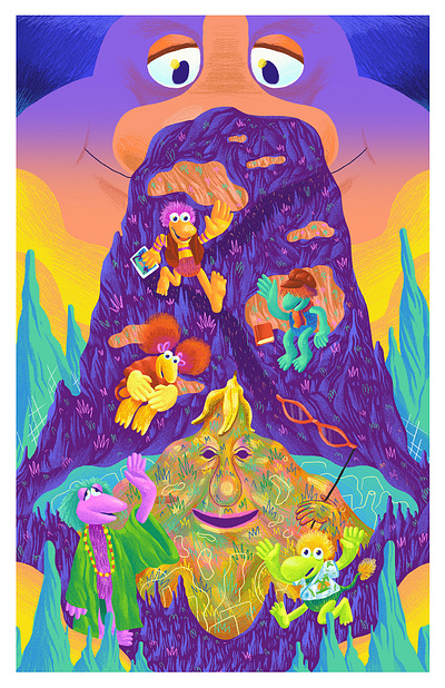 Down at Fraggle Rock - Puppet Pals art direction art show bright color colour drawing exhibition fragile rock fun graphic illustration jim henson pastel pencil photoshop retro shading television texture vivid