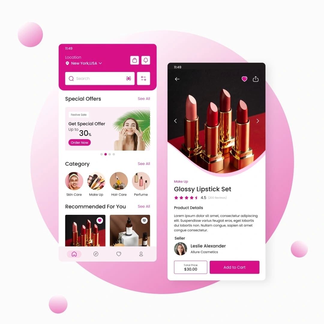 Beauty App UI Design beauty beautyapp beautyproducts creativejourney designdebut designerlife makeupcommunity makeuplovers mobiledesign uidesign uiux userexperience userinterface