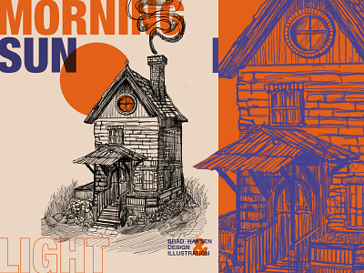 Morning Sun adobe affinity art artwork design designer detail drawing fresco graphic house illustration light morning old publisher rickety sketch sun wood