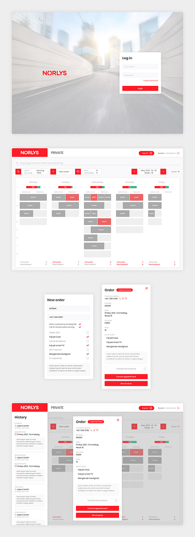 Norlys app application clients crm customer design graphic design home management relationship repair service system ui ux web