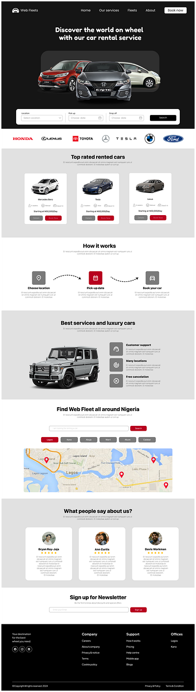 CAR RENTAL WEBSITE UI design graphic design ui ui design uiux user interface website