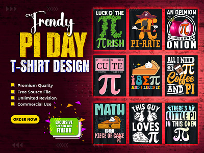 Pi Day T-Shirt Design Bundle pi day t shirts design in 2024